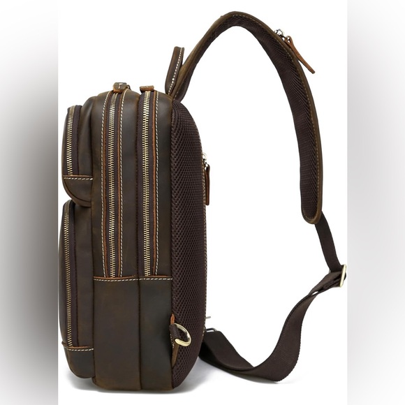 NWT Full Grain Leather Men’s Sling Bag 💼 - Picture 2 of 5